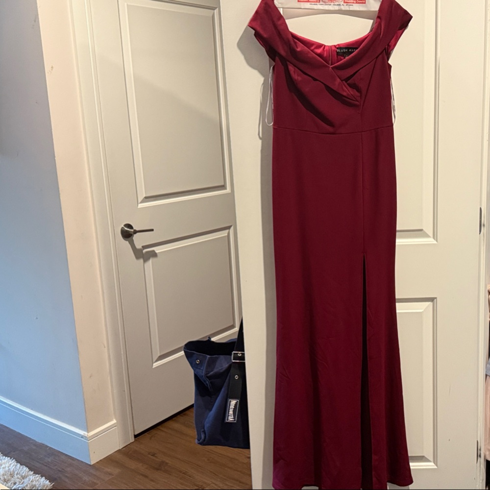 Elegant Burgundy Off-Shoulder Dress